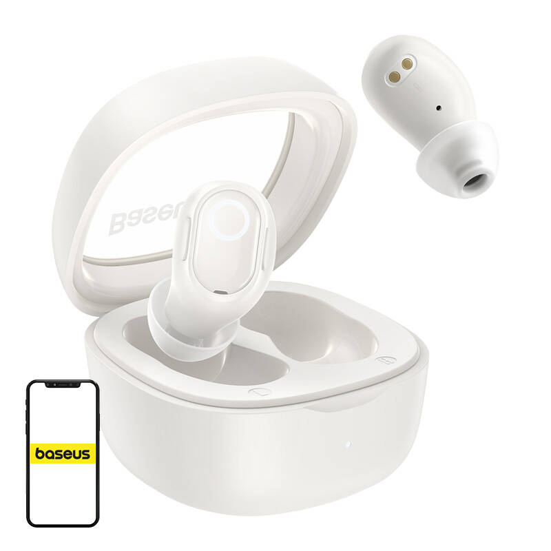 Belaidės ausinės "Baseus Bowie WM02 TWS", "Bluetooth 5.0" (baltos spalvos)