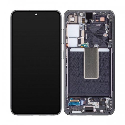 Ekranas skirtas Samsung S911 S23 su rėmeliu / Phantom Black (Graphite) / HQ