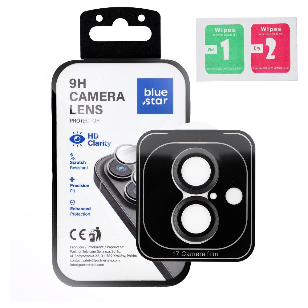 Защита объектива камеры BLUE STAR Easy Install IPHONE 17 AIR, черная