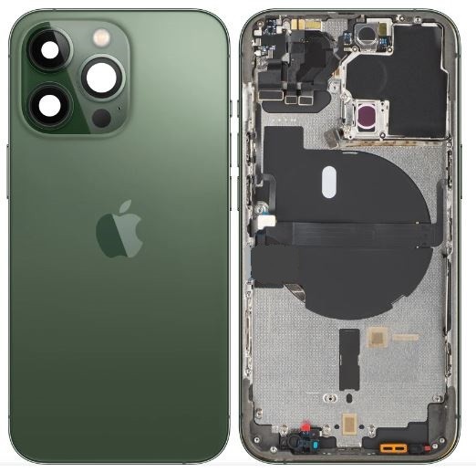 Galinis dangtelis iPhone 13 Pro Alpine Green su NFC ir įkrovimo šleifu, mikrofonu originalus (used Grade B)