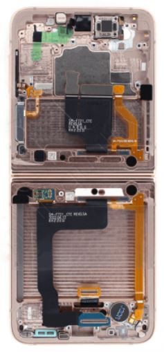 Originalus Samsung F721 Z Flip4 5G LCD ekranas su jutikliniu ekranu ir rėmeliu (vidinis), Pink Gold spalvos (naudotas, B klasė)