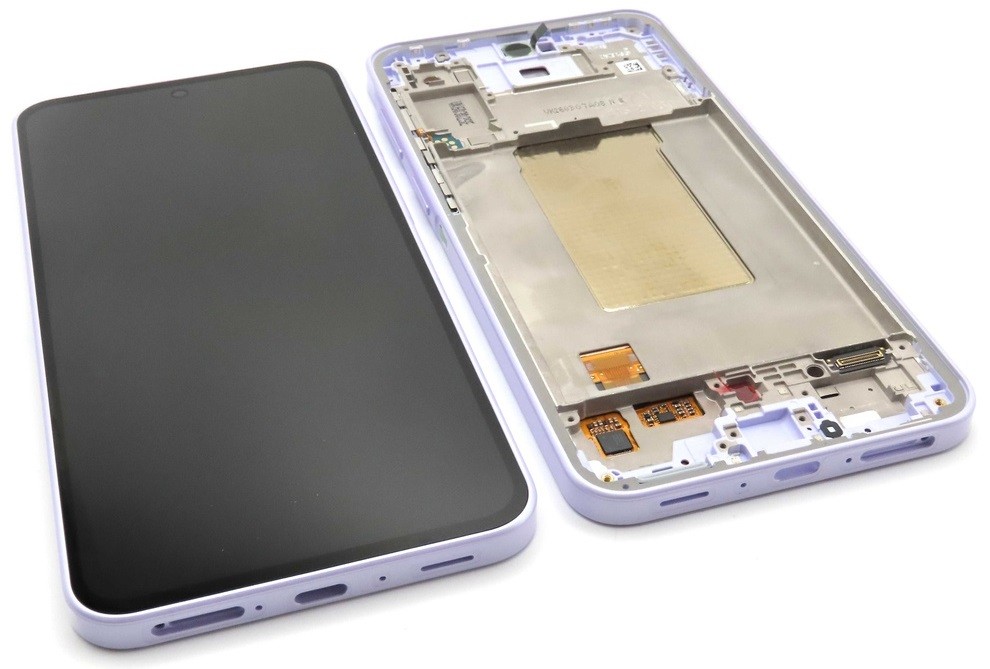 Ekranas Samsung A376 A37 5G su lietimui jautriu stikliuku ir rėmeliu Lavender originalus (service pack)