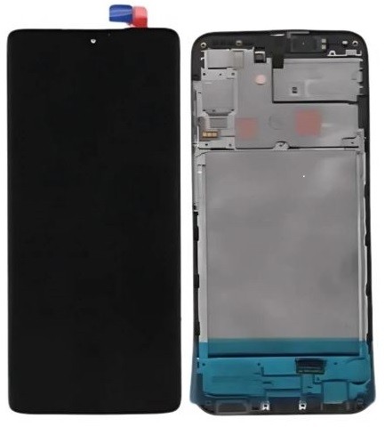 Ekranas Samsung A245 A24 4G su lietimui jautriu stikliuku ir rėmeliu Black originalus (service pack)