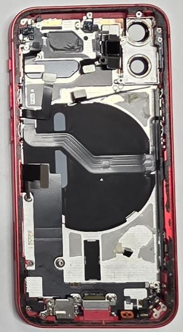 Originalus raudonas iPhone 12 mini galinis dangtelis su NFC įkrovimo šleifu ir mikrofonu (naudotas, C klasė)