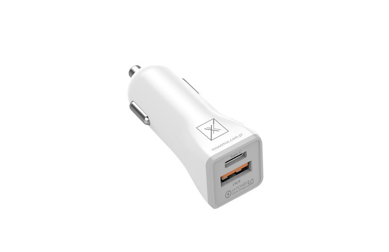Automobilinis įkroviklis MX KAPPA 18W PD+QC, USB-A+C + C/C laidas 20W PD, baltas