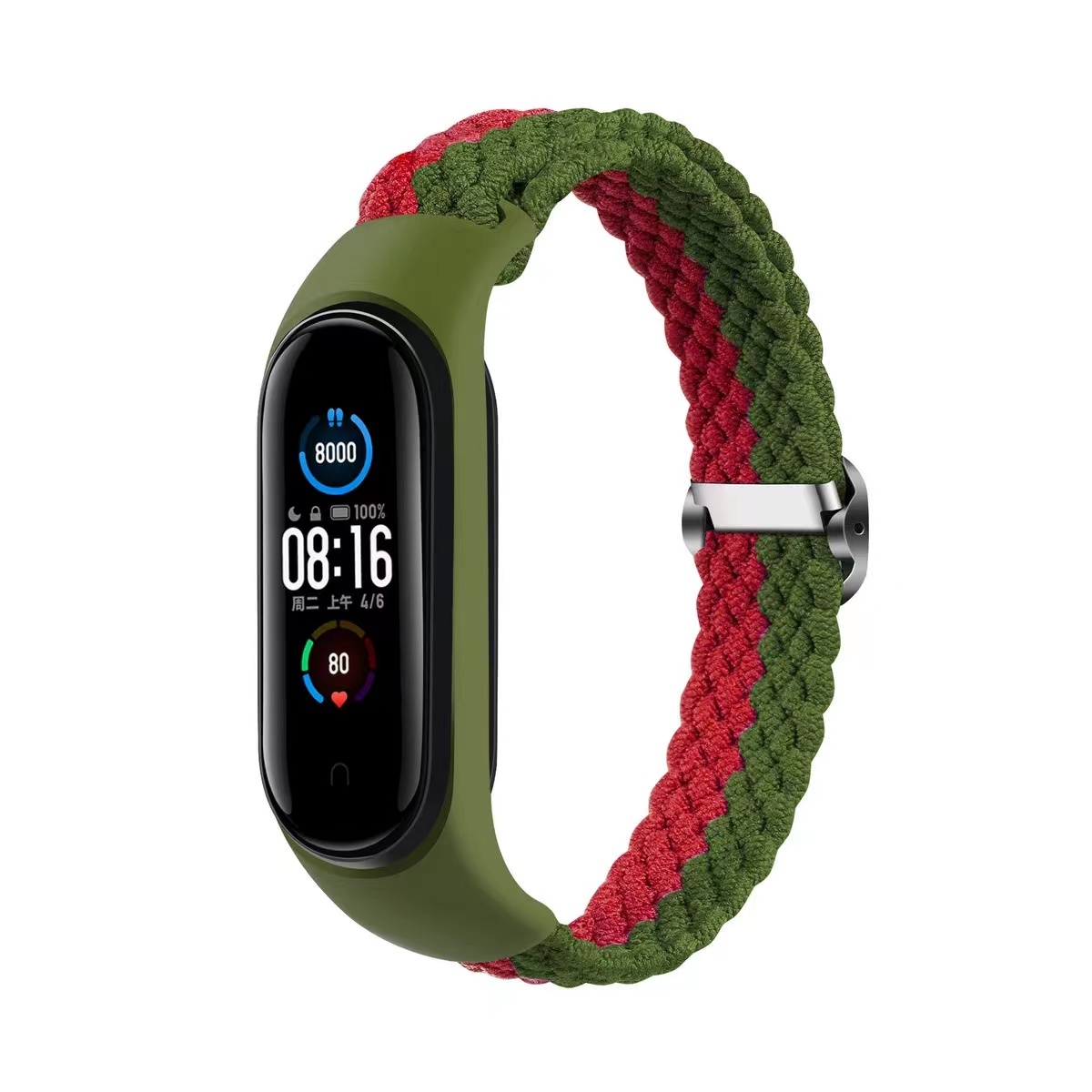 PINTAS DIRŽELIS SMART BAND M5/M6/M7 ŽALIAS-RAUDONAS