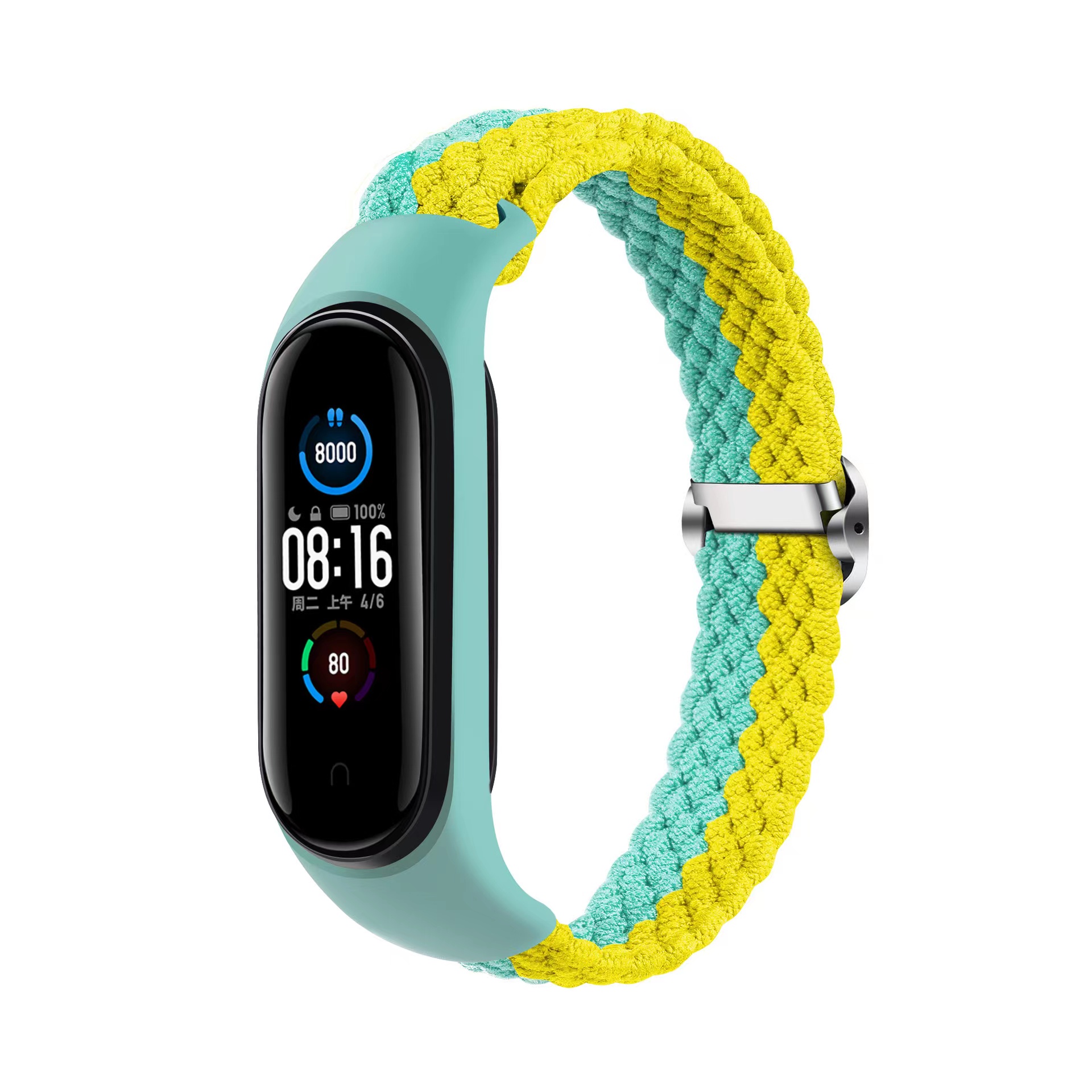 Pintas dirželis Smart Band M3/M4/M5/M6 mėtinis-geltonas