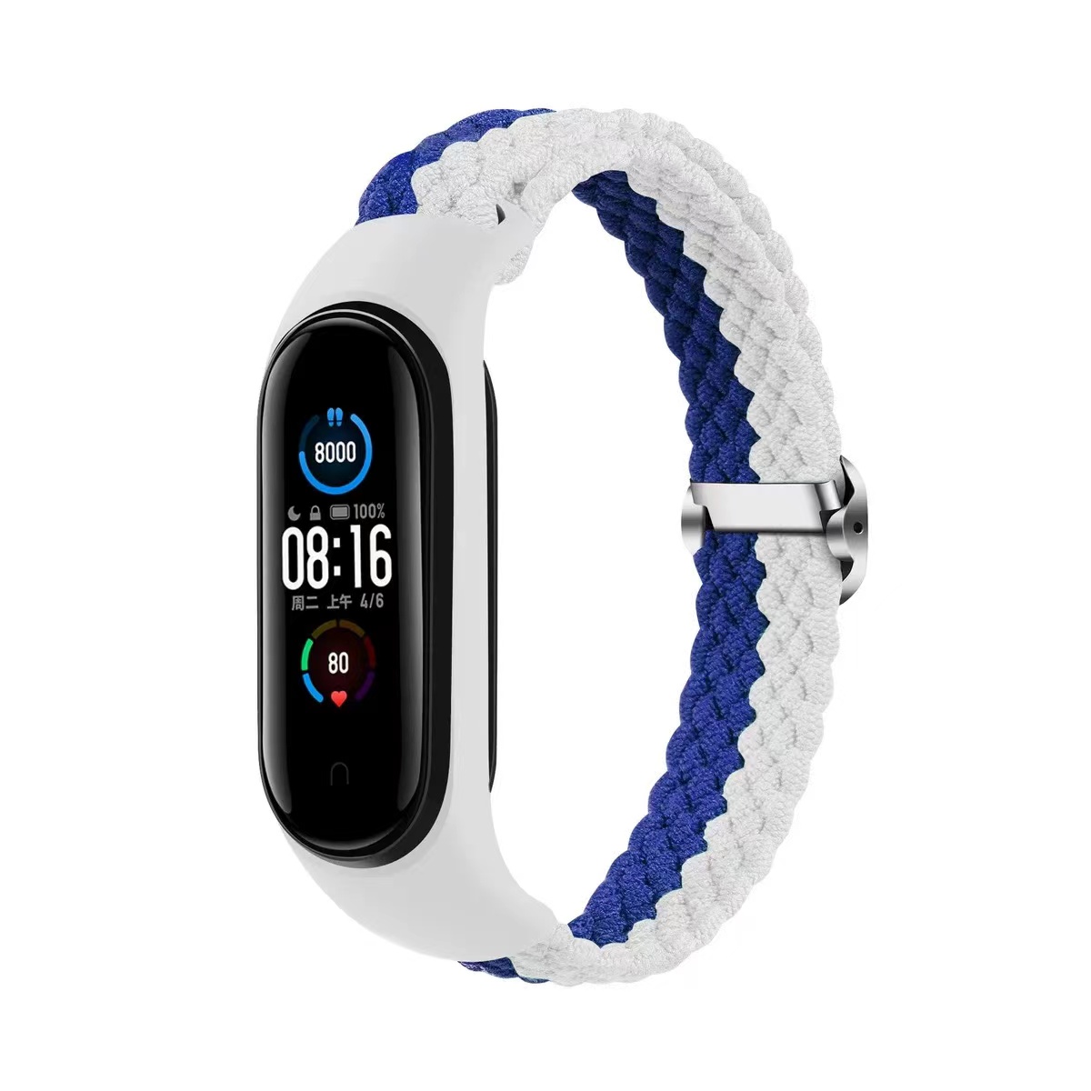Pintas dirželis Smart Band M3/M4/M5/M6 baltas-mėlynas