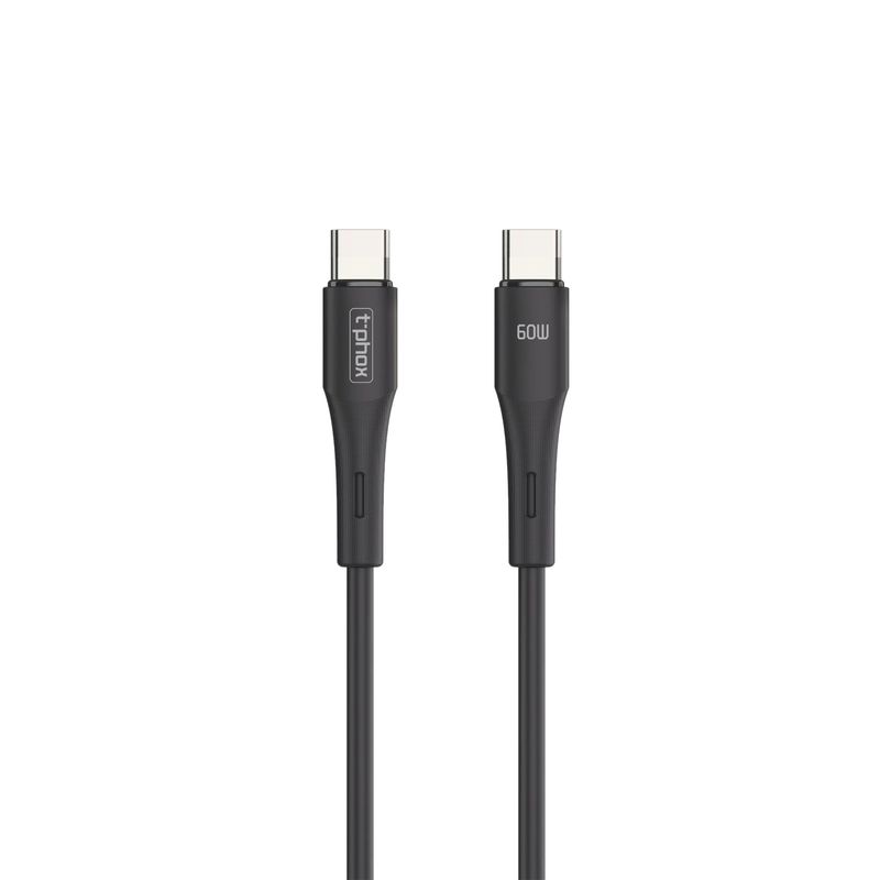 T-PHOX LAIDAS GENTLE USB-C/USB-C 60W JUODAS