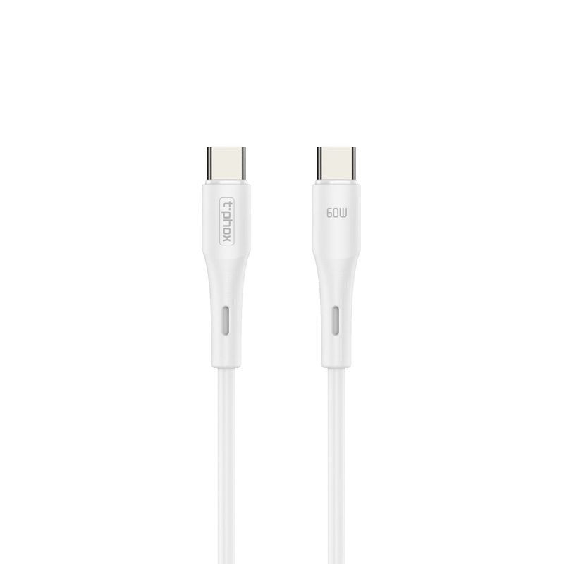 T-PHOX LAIDAS GENTLE USB-C/USB-C 60W 1M BALTAS