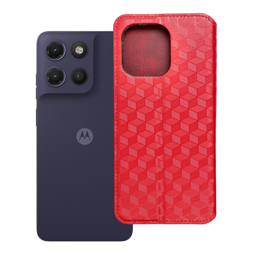 Atverčiamas dėklas Motorola G17 Cubic Book, raudonas