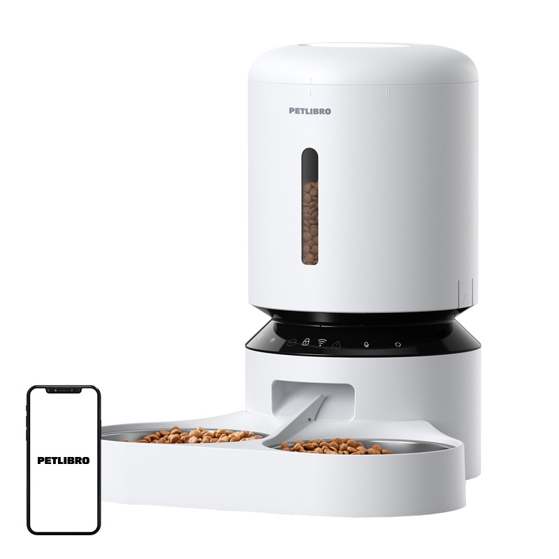 Petlibro Granary maisto dozatorius su dvigubu dubenėliu, Wifi, 5L (baltas)