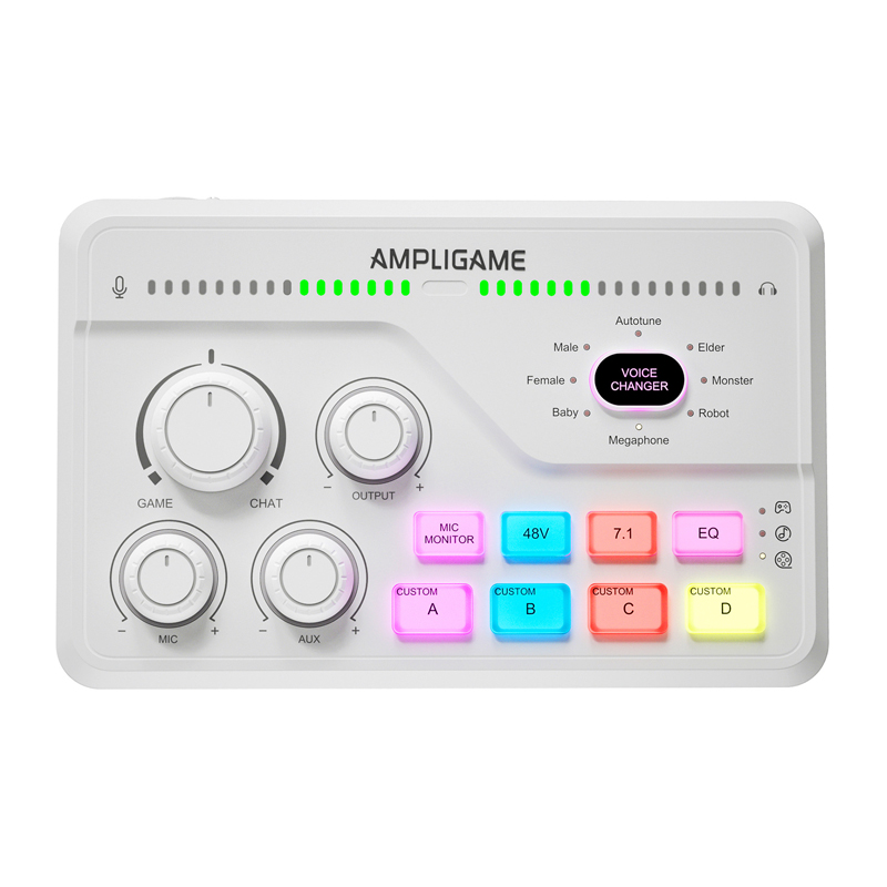 Fifine SC8W RGB žaidimų mikšeris (baltas)