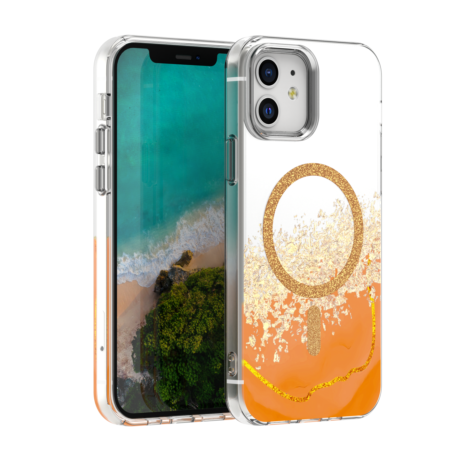 Epoxy Mag dėklas skirtas iPhone 12 / 12 Pro 6,1" oranžinis