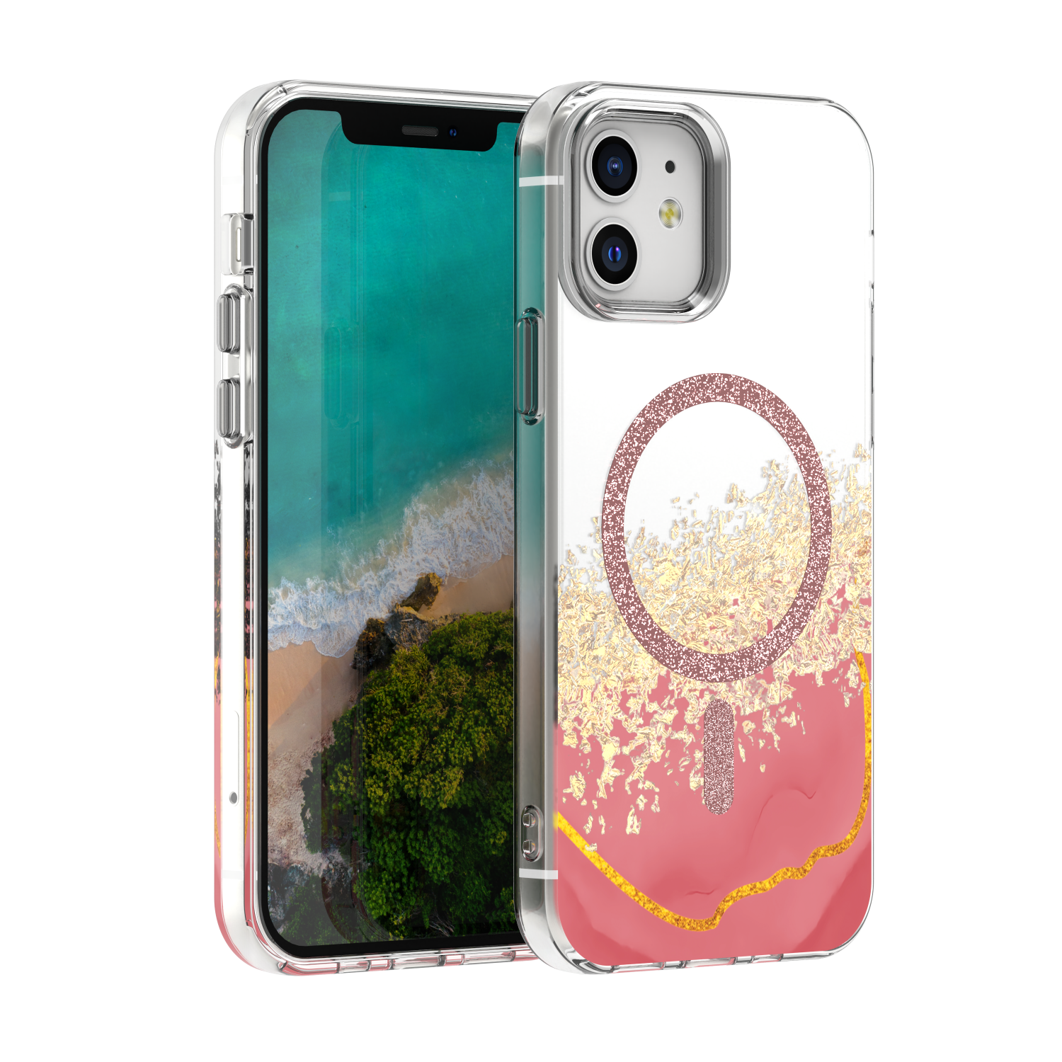 Epoxy Mag dėklas skirtas iPhone 12 / 12 Pro 6,1" rožinis
