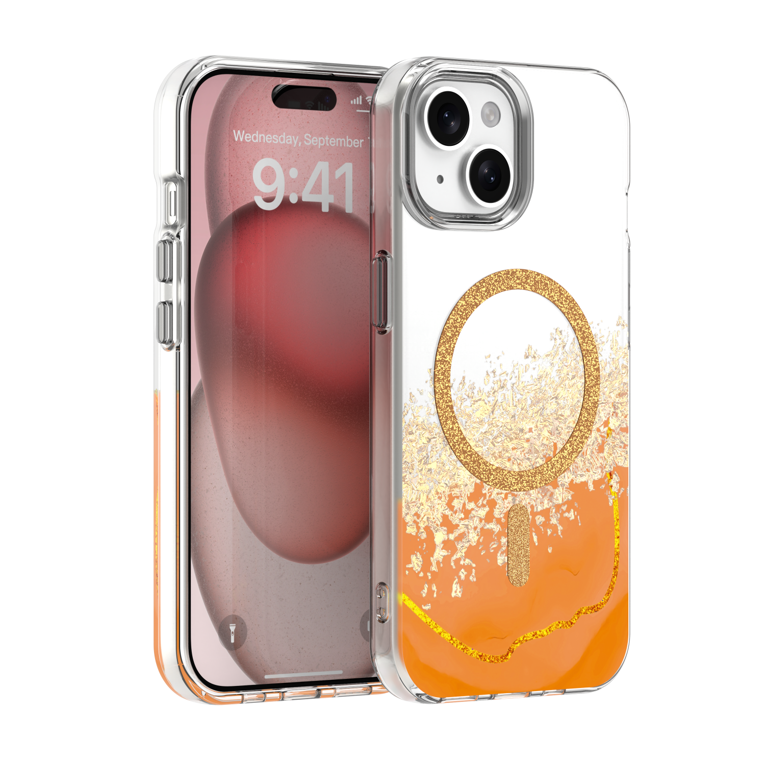 Epoxy Mag dėklas skirtas iPhone 13 / 14 6,1" oranžinis