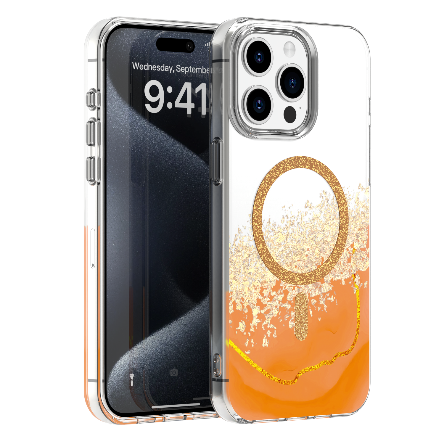 Epoxy Mag dėklas skirtas iPhone 14 Pro 6,1" oranžinis