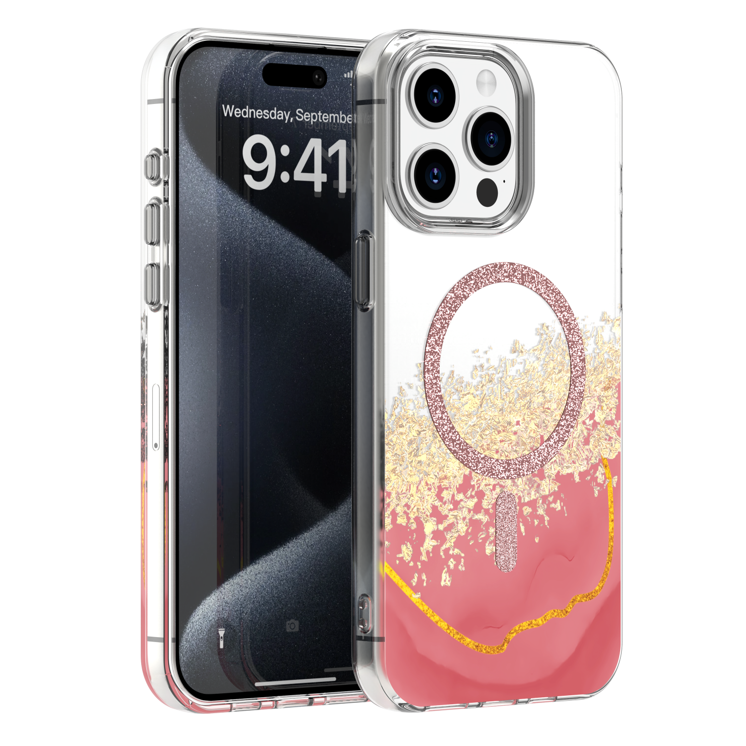 Epoxy Mag dėklas skirtas iPhone 15 Pro 6,1" rožinis