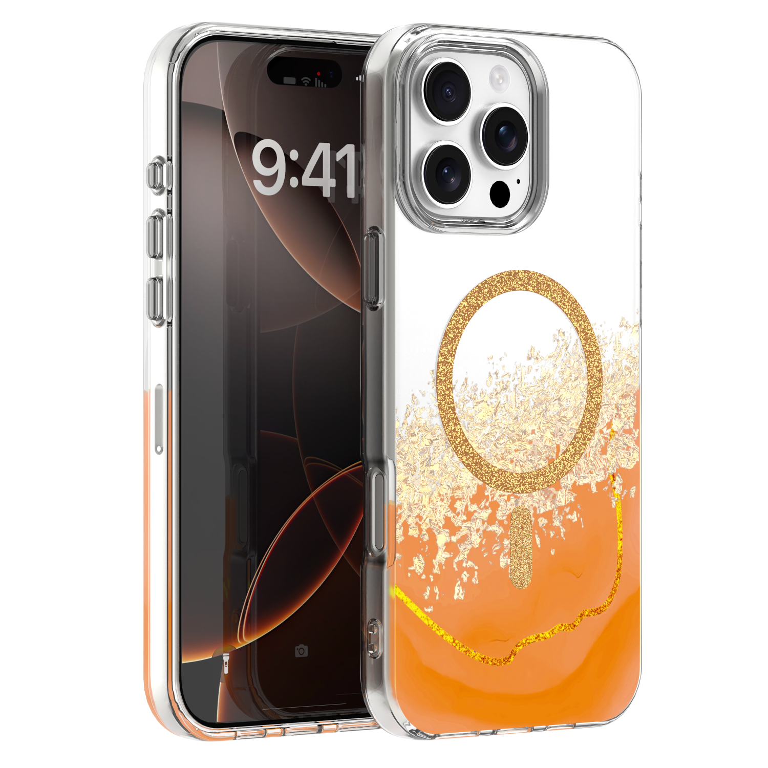 Epoxy Mag dėklas skirtas iPhone 16 Pro Max 6,9" oranžinis