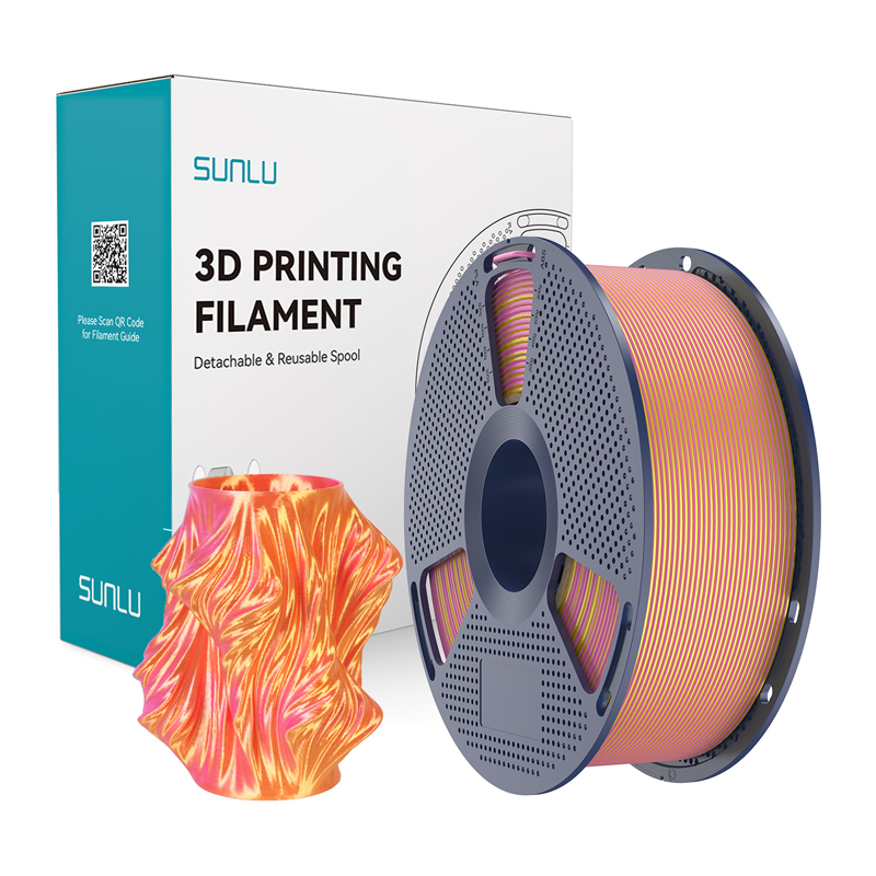 Sunlu PLA+ Silk dviejų spalvų filamentas (rožinis ir auksinis)