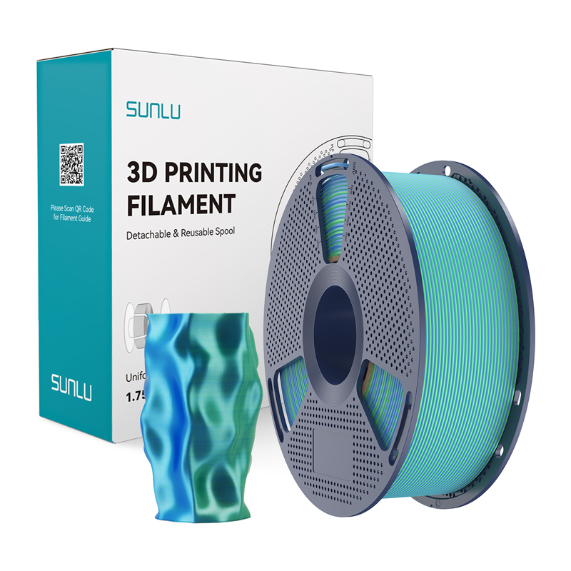 Sunlu PLA+ Silk dviejų spalvų filamentas (mėlynas-žalias)