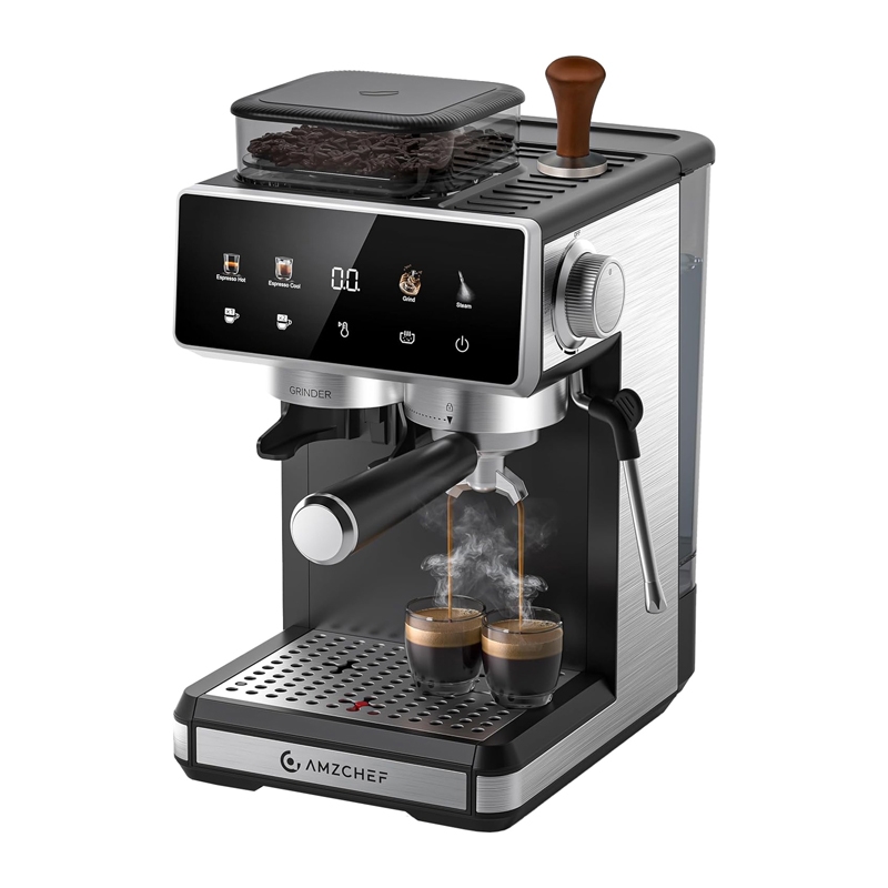 Поршневая кофеварка AMZCHEF CE-CM5560-SV (серебристая)