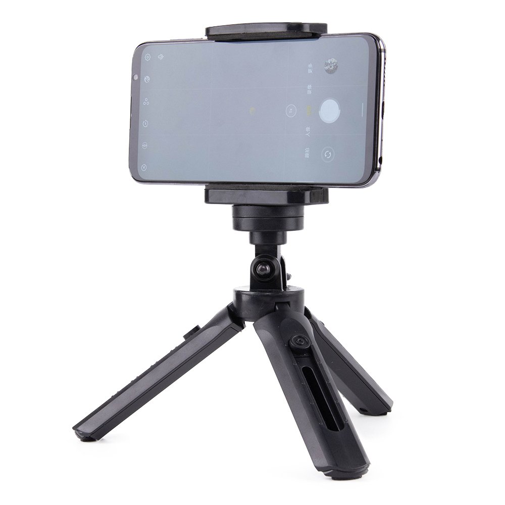 Mini trikojis asmenukių lazda laikiklis telefonui, kamerai ir GoPro, 16-21 cm - juodas