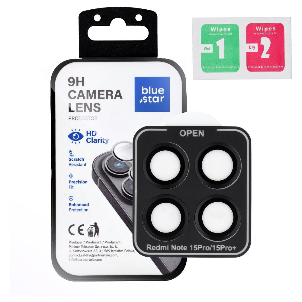 Camera Lens Protector BLUE STAR Easy Install for XIAOMI Redmi NOTE 15 PRO 15 PRO 5G black