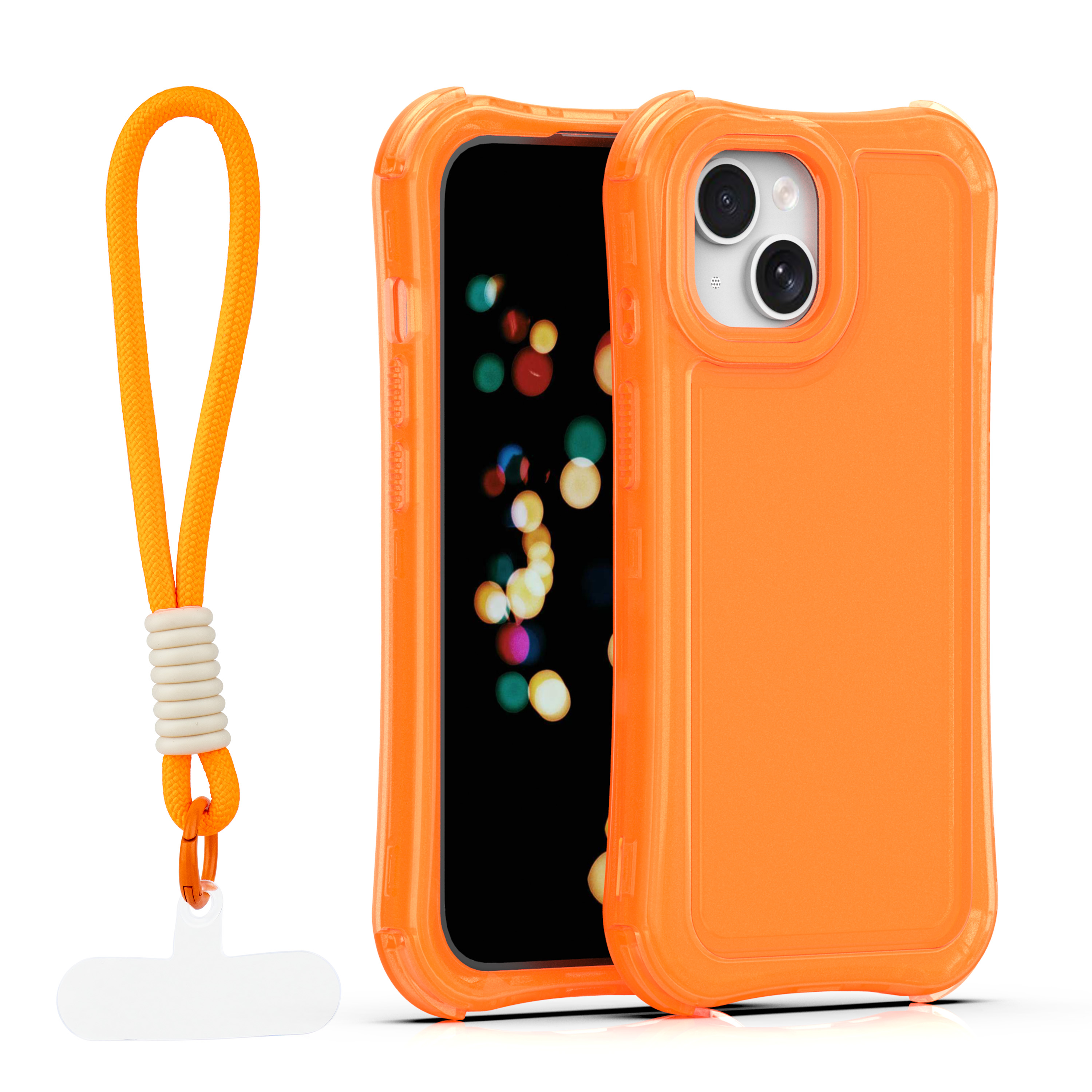 Safepop dėklas su dirželiu skirtas iPhone 15 6,1" oranžinis