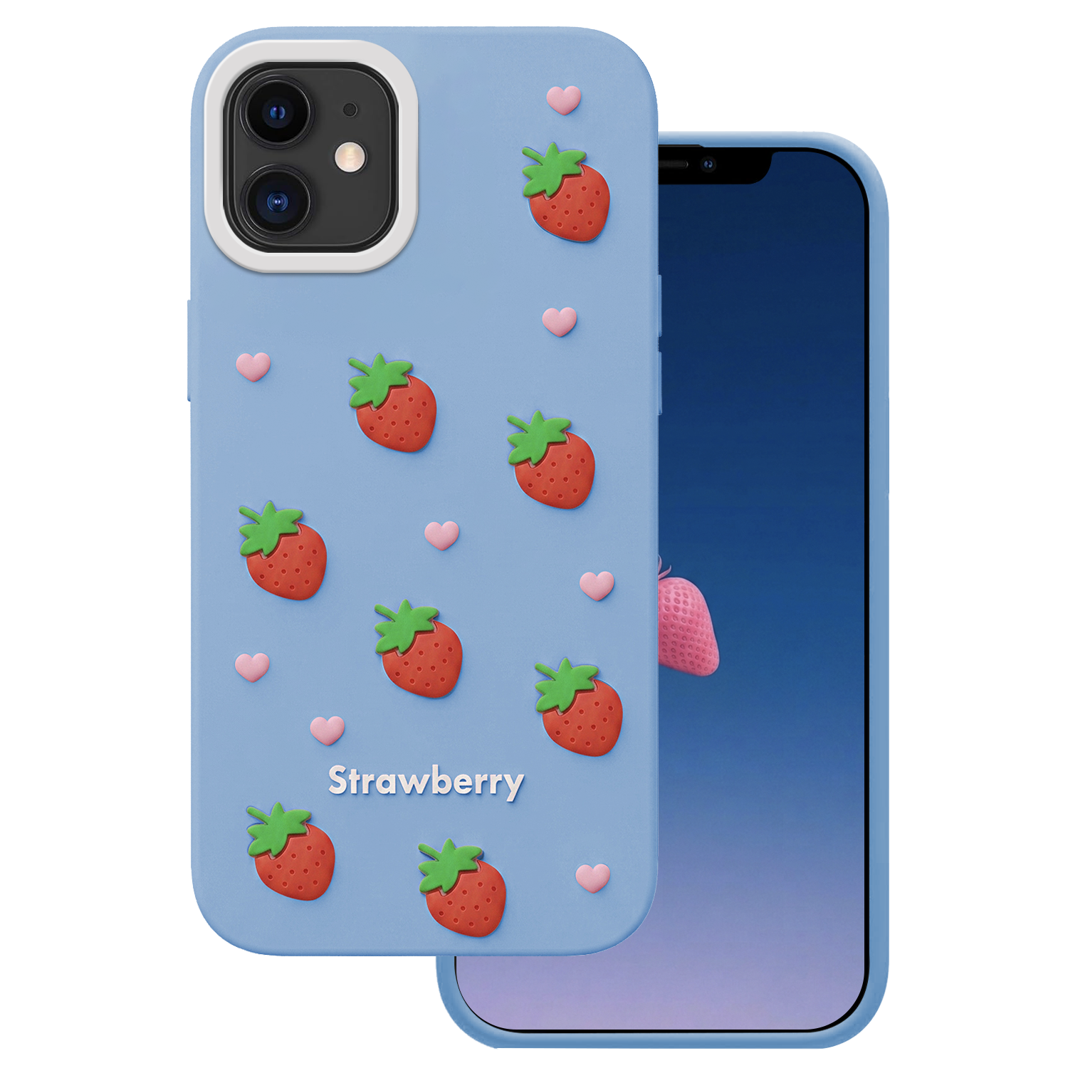 Клубничный чехол для iPhone 11 синий