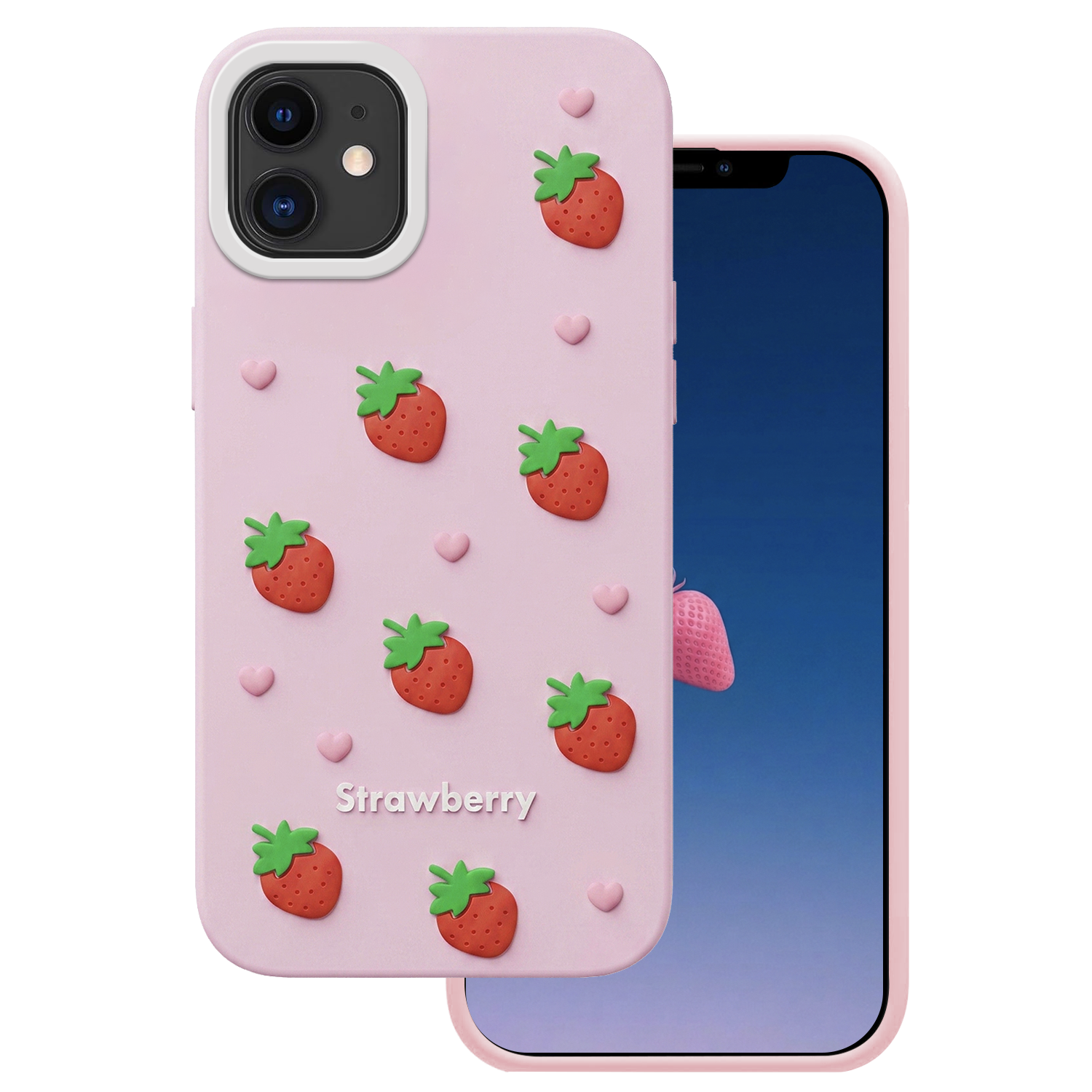 Клубничный чехол для iPhone 11 розовый