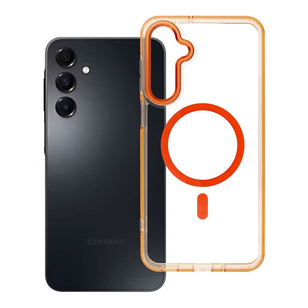 Su MagSafe suderinamas Frame Clear Hybrid Mag Cover dėklas Samsung A16, Hermes oranžinės spalvos
