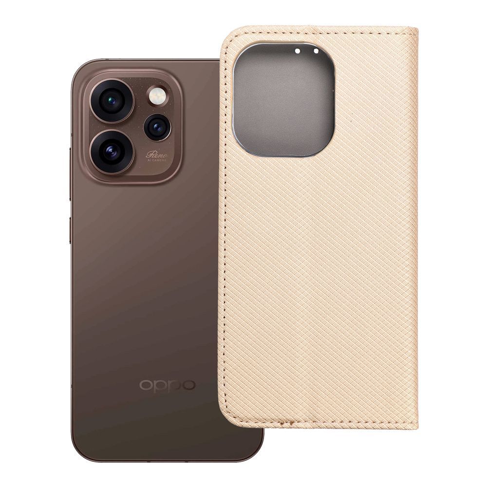 Atverčiamas dėklas Oppo Reno 15 PRO 5G Smart Case Book auksinis