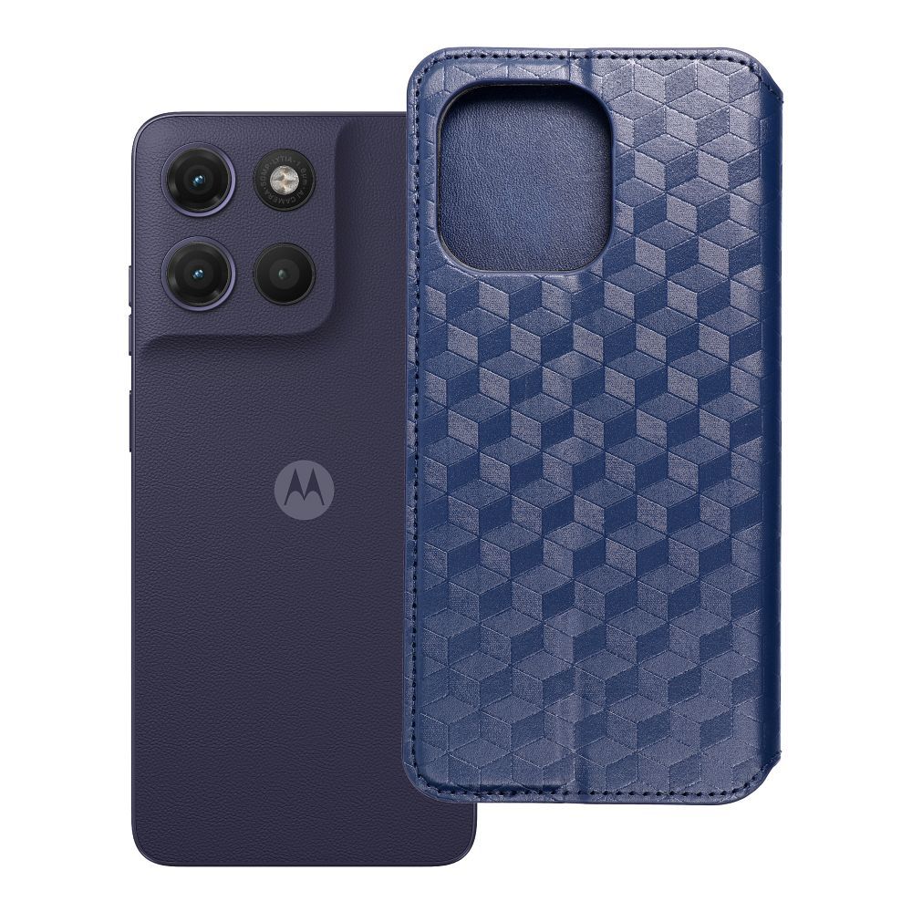 Atverčiamas dėklas Motorola G17 Cubic Book, mėlynas