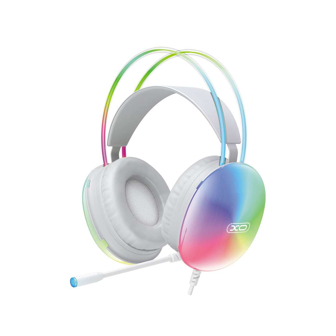 XO laidinės ausinės GE11 jack 3,5mm - USB-A baltos RGB mikrofonas