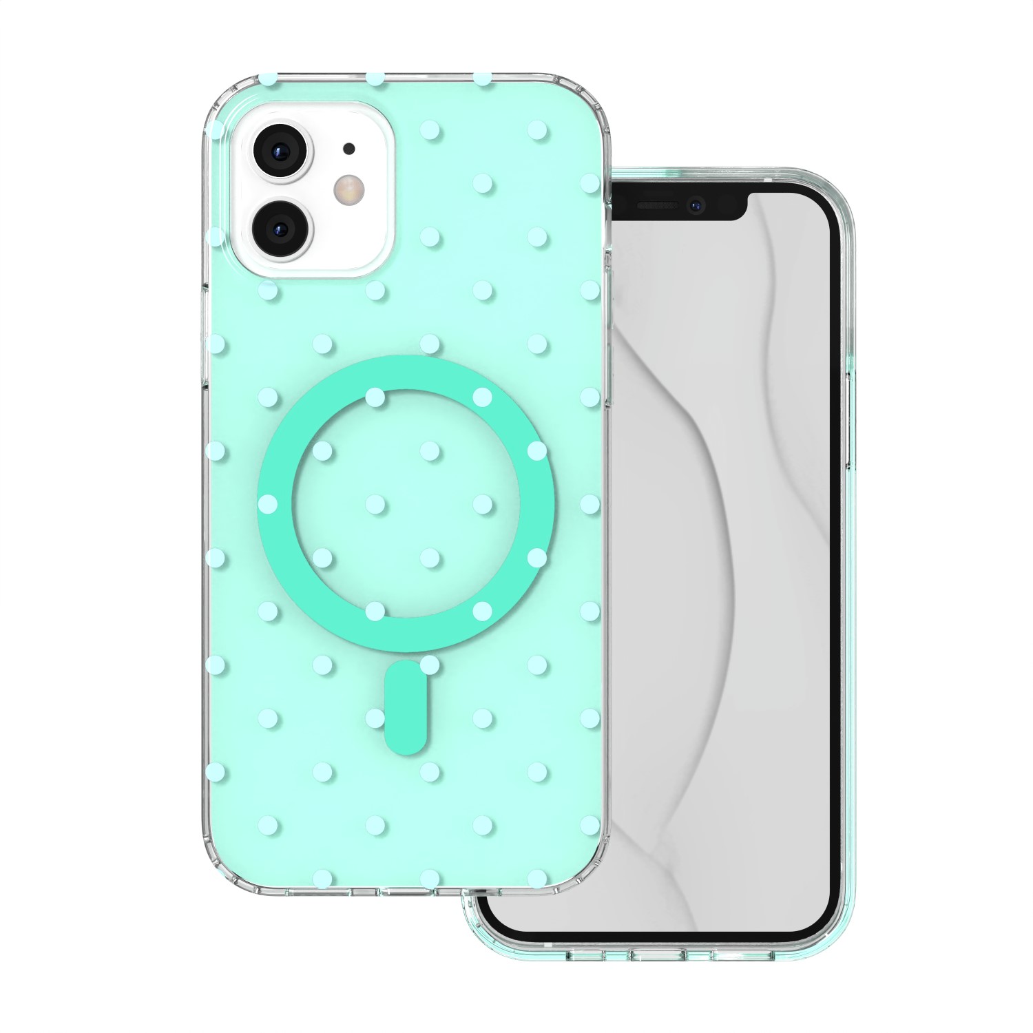 Bubble Dots Mag dėklas, skirtas iPhone 11, žalias