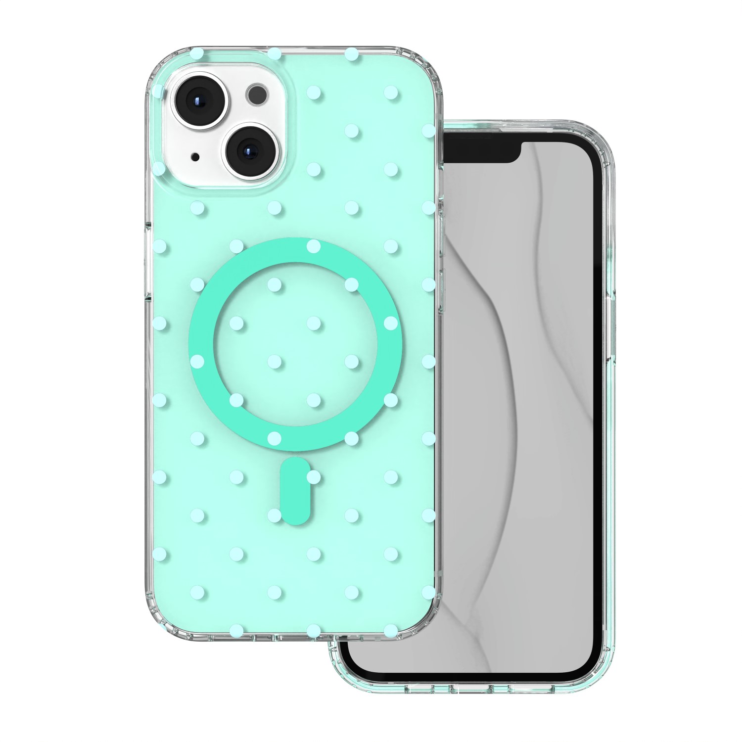 Bubble Dots Mag чехол для iPhone 13 / 14 6,1", зеленый