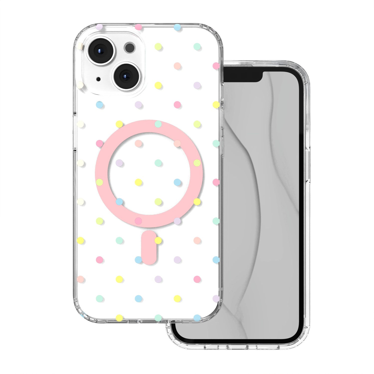 Bubble Dots Mag чехол для iPhone 13 / 14 6,1", белый