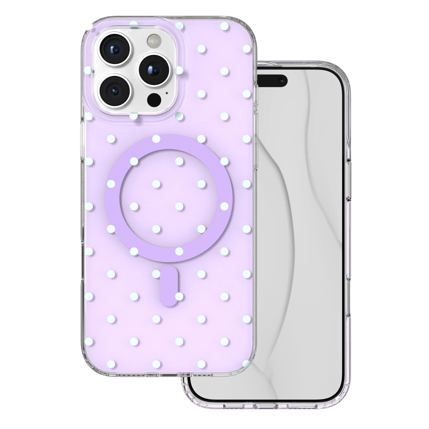 Bubble Dots Mag dėklas, skirtas iphone 16 Pro Max 6,9", violetinis