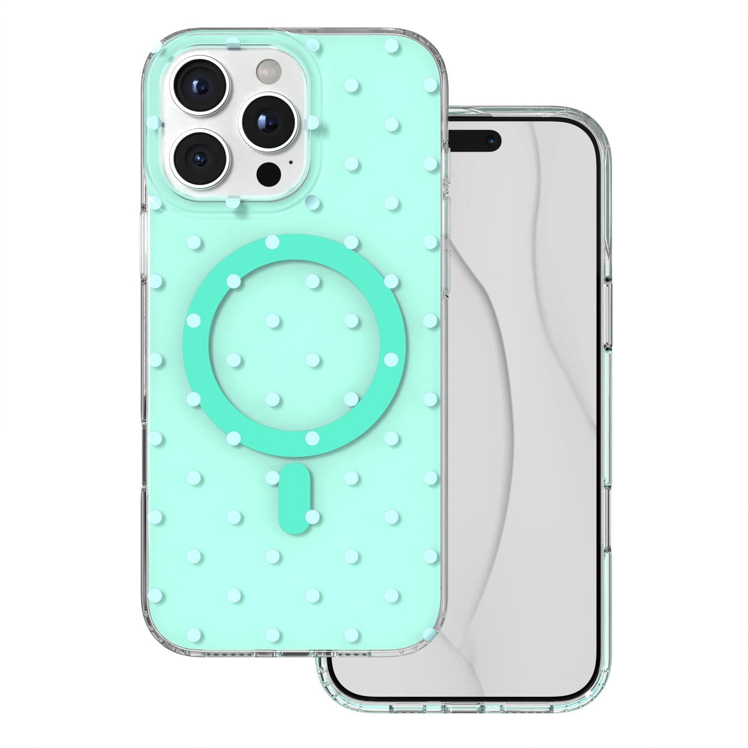 Bubble Dots Mag dėklas, skirtas iphone 16 Pro Max 6,9", žalias