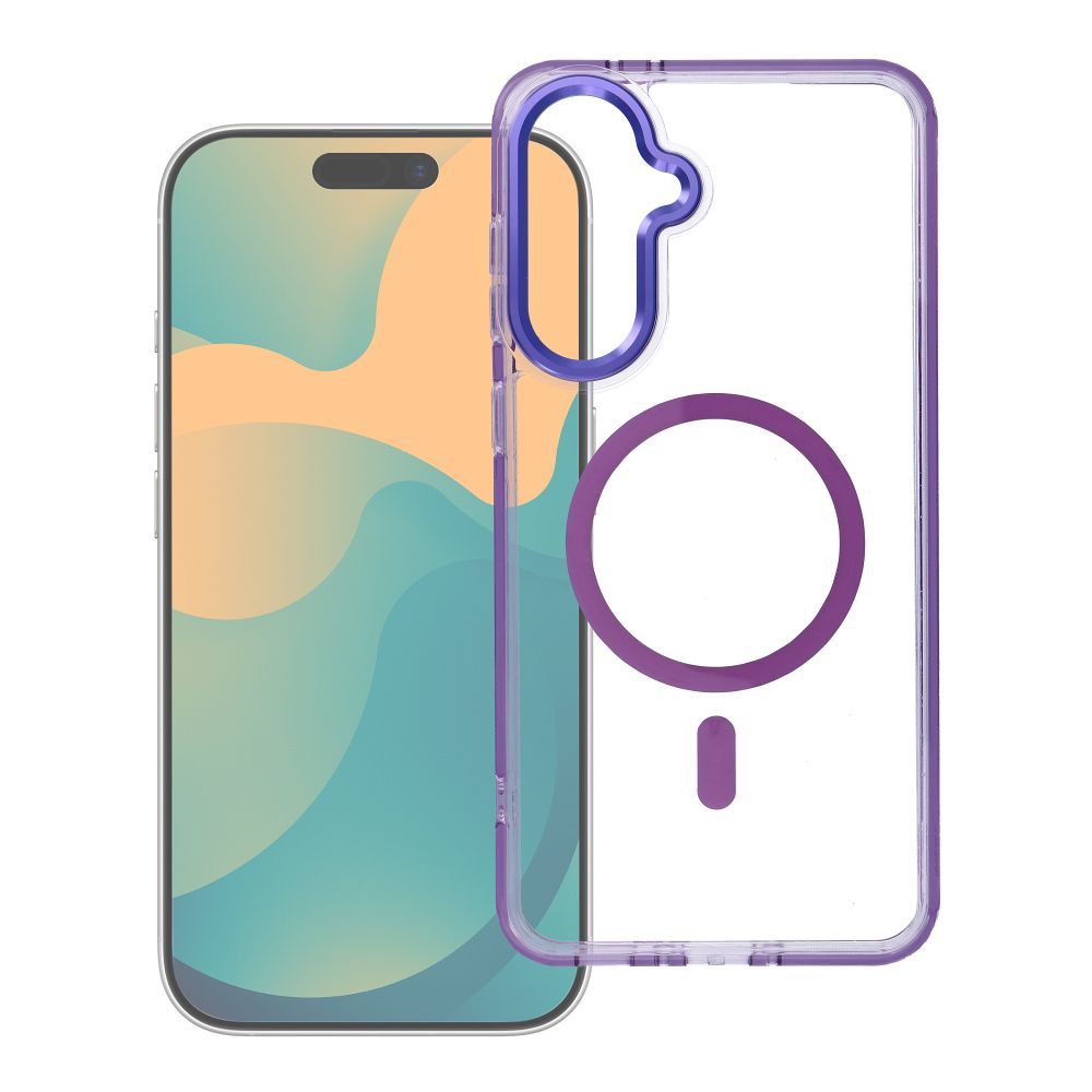 Dėklas Samsung A27 Frame Clear Hybrid Mag Cover, suderinamas su MagSafe, violetinis
