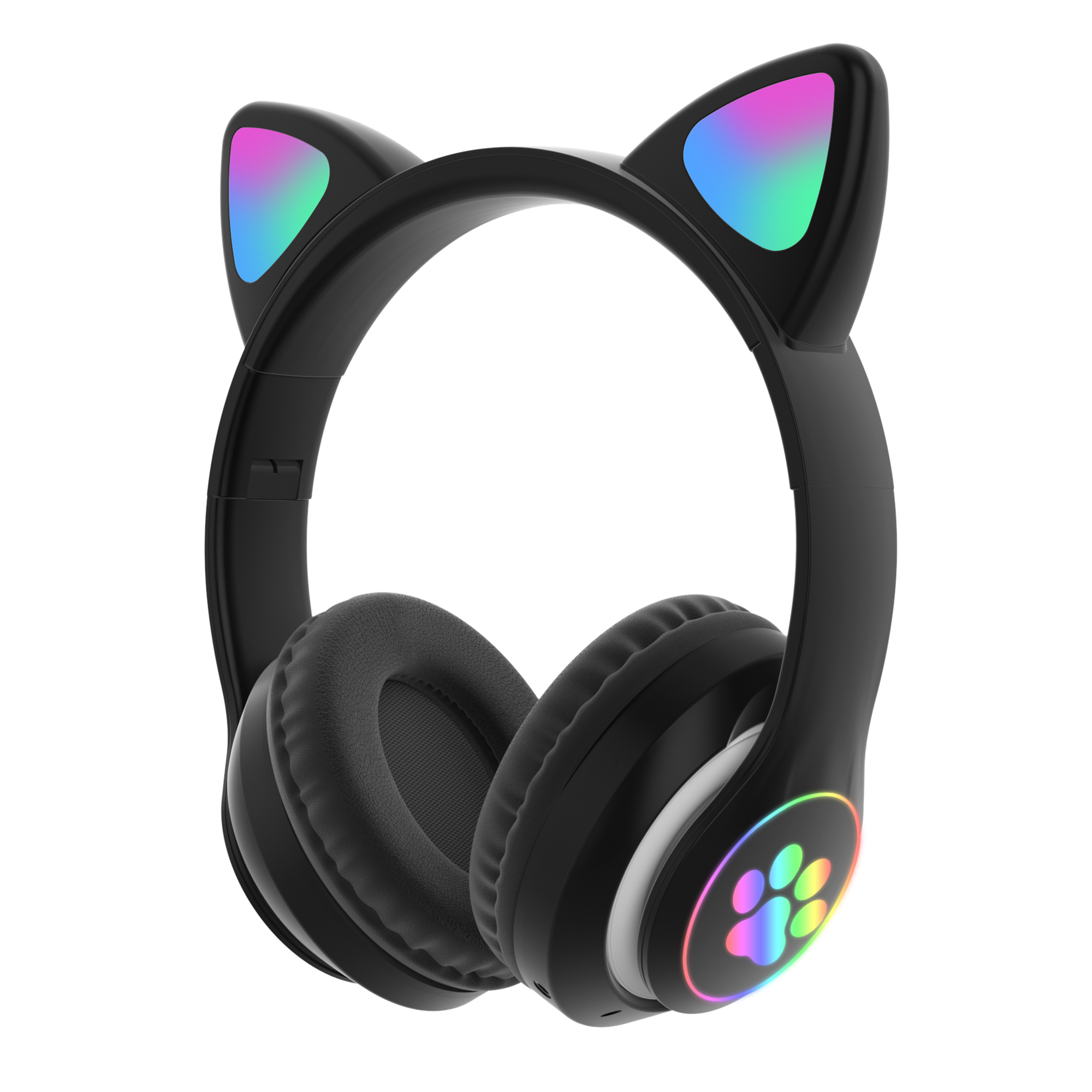 Vaikiškos Bluetooth LED ausinės / katės ausytės, juodos