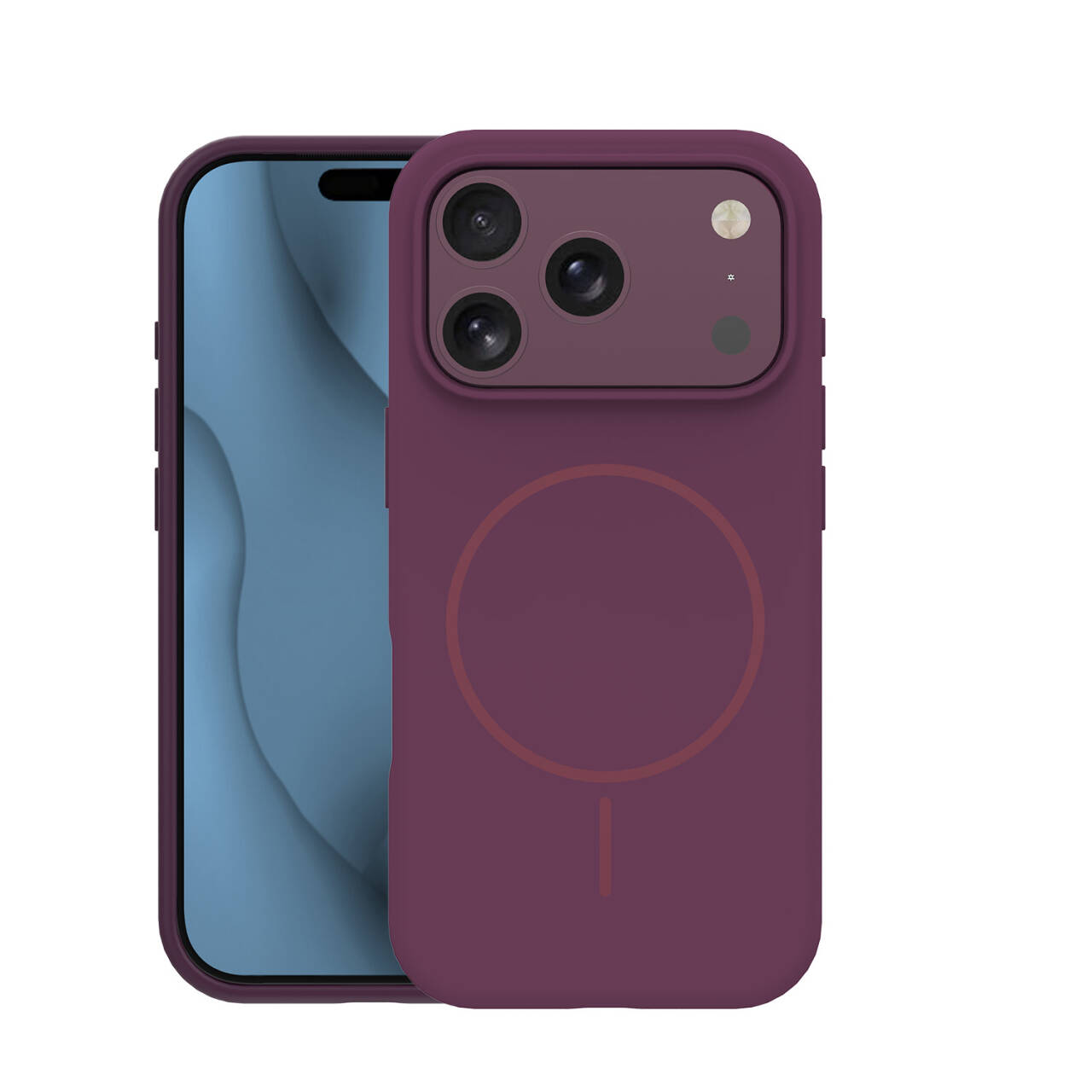Thin Mag silikoninis dėklas, skirtas iPhone 17 Pro 6,3″ / iPhone 18 Pro 6,3″, tamsiai vyšninės spalvos