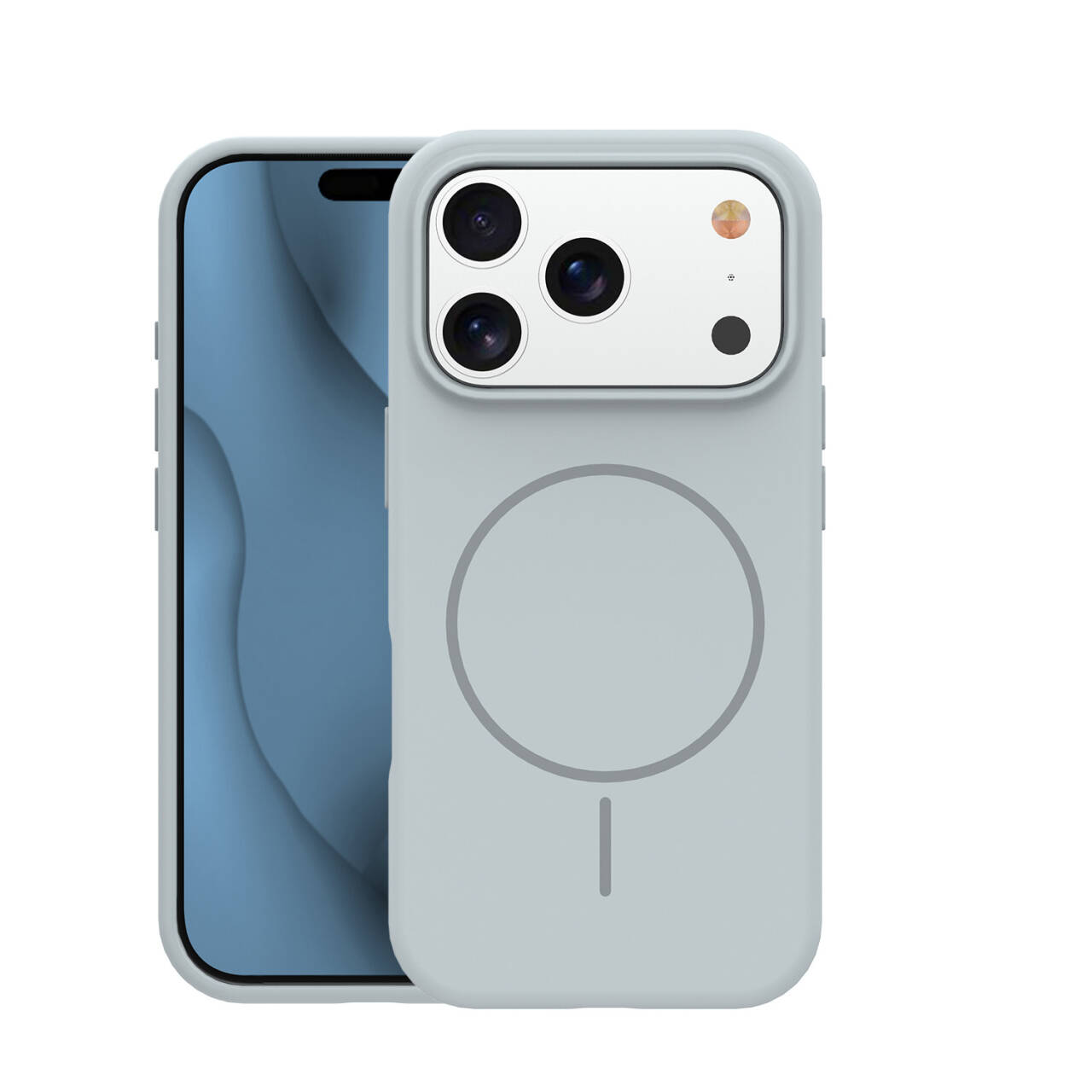 Thin Mag silikoninis dėklas, skirtas iPhone 17 Pro 6,3″ / iPhone 18 Pro 6,3″, sidabrinis