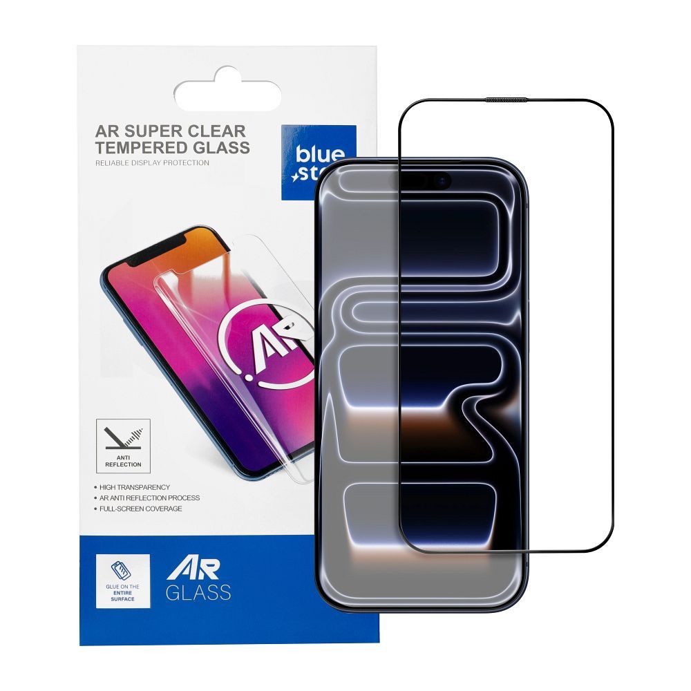 Grūdintas stiklas iPhone 17 PRO MAX Blue Star 5D AR juodas