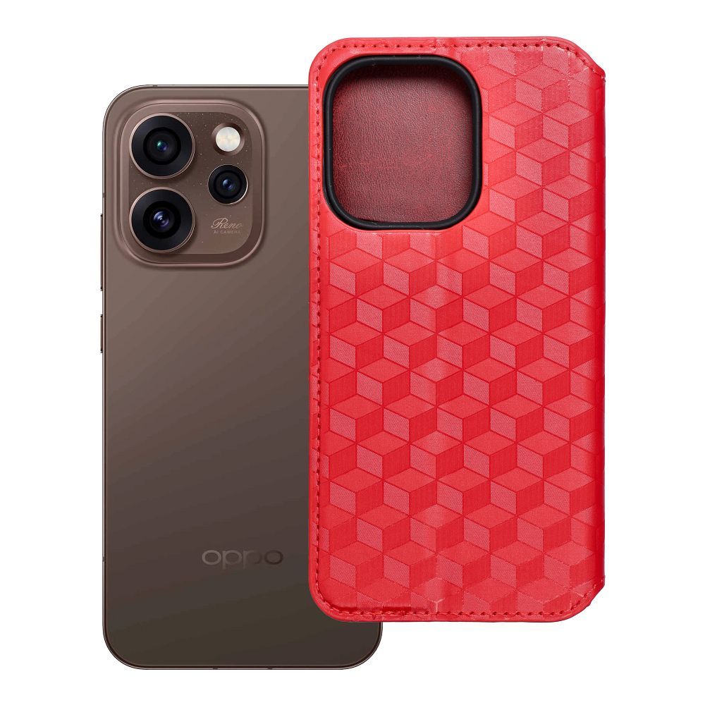 Atverčiamas dėklas Oppo Reno 15 Pro 5G Cubic Book, raudonas