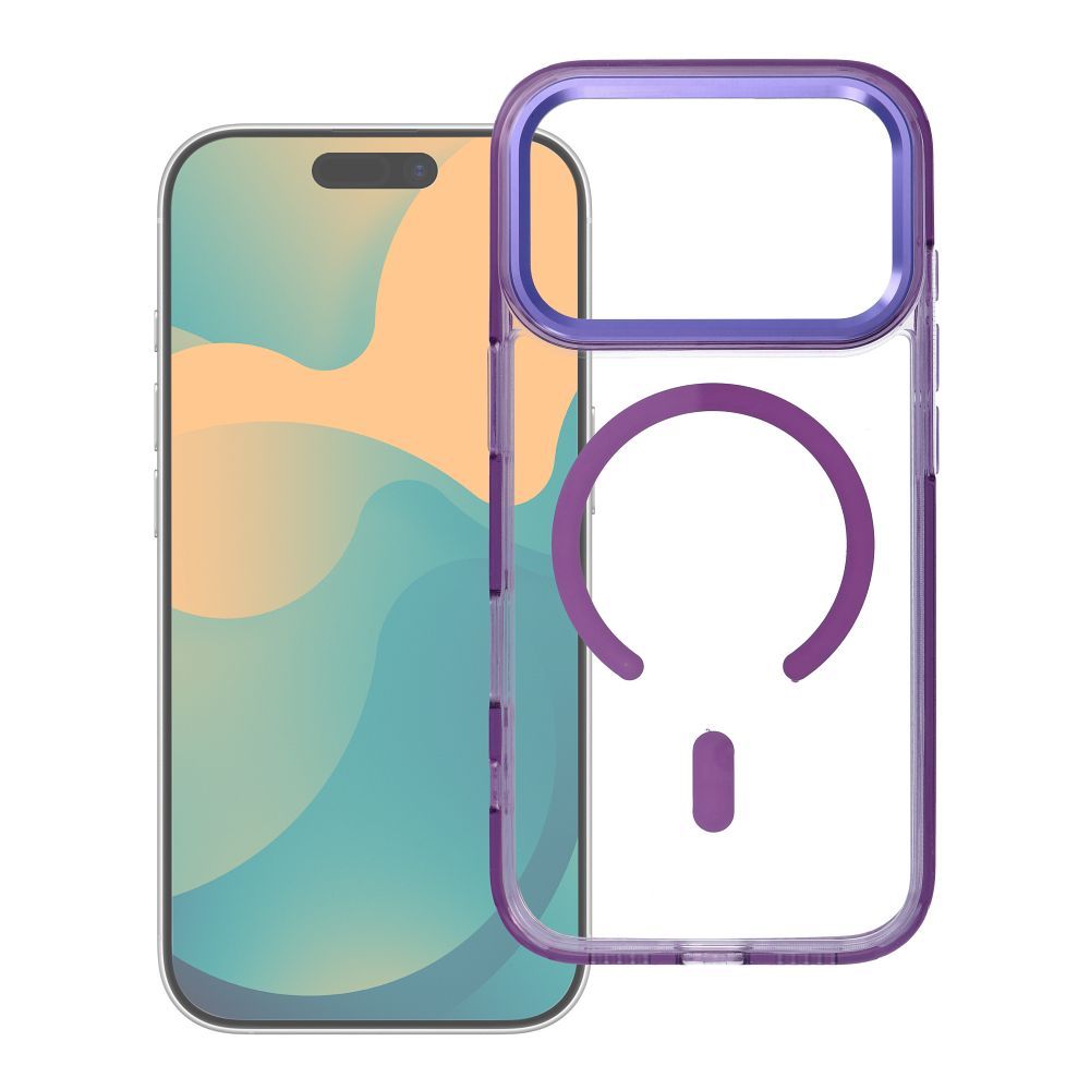 Dėklas Samsung A56 Frame Clear Hybrid Mag Cover suderinamas su MagSafe violetinis