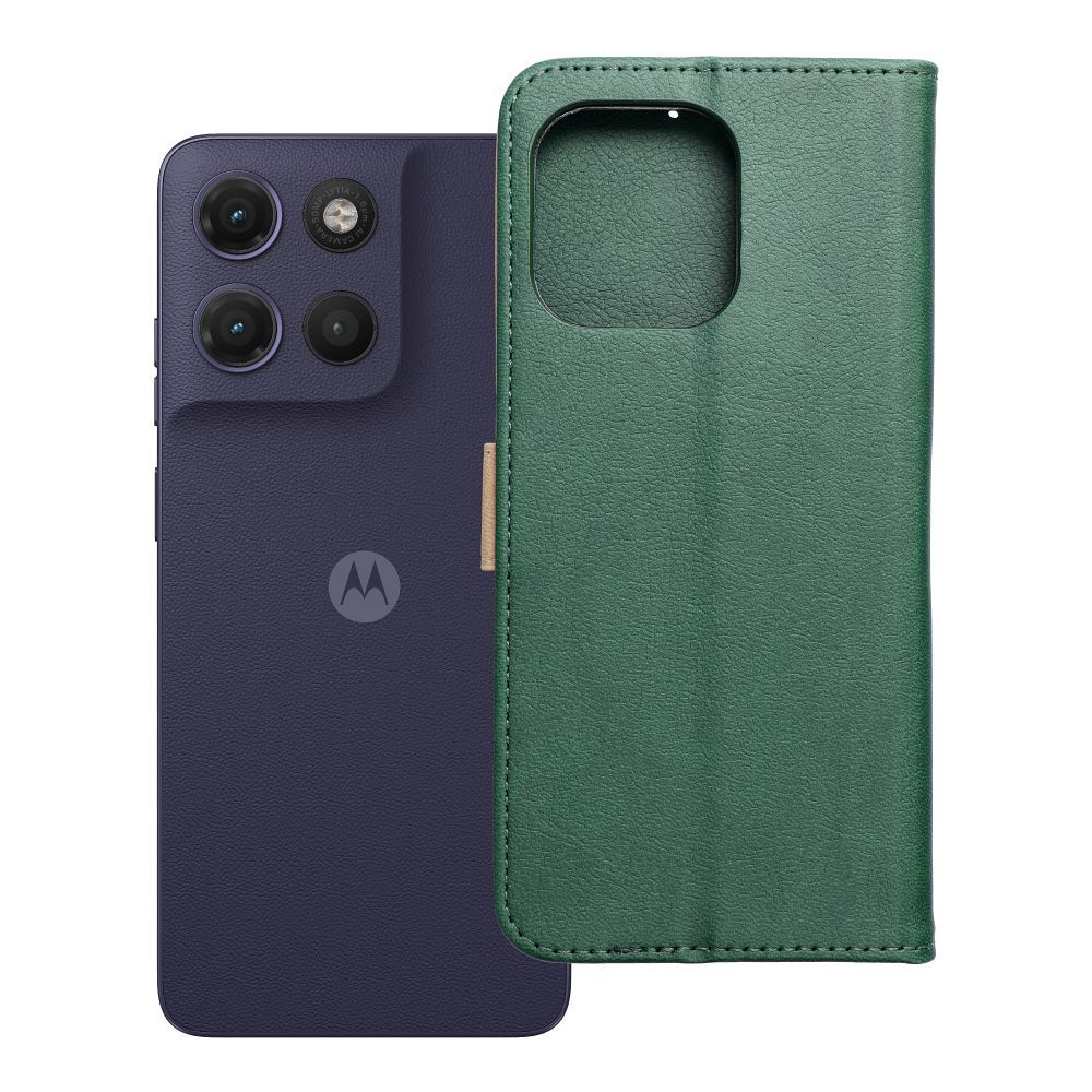 Atverčiamas dėklas Motorola G17 Split Book, žalias ir auksinis
