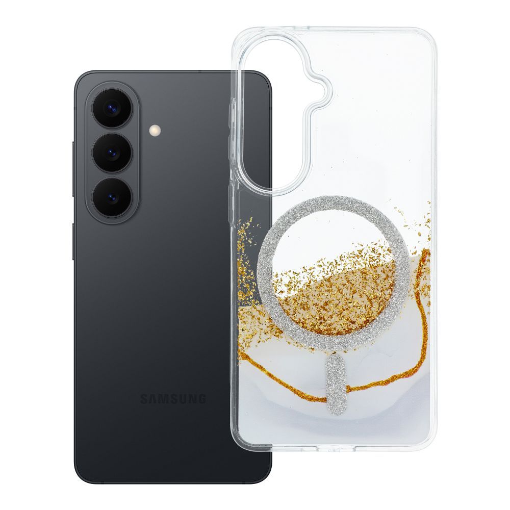 Su MagSafe suderinamas Golden dėklas Samsung S26, baltas