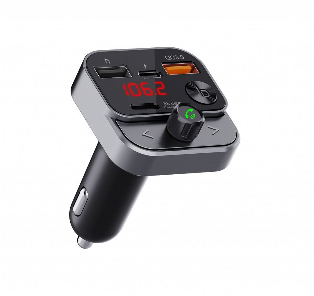 ART FM transmiteris bluetooth 5.0 + USB A QC3.0 + Typ C (iš viso 30W) FM-84B juodas